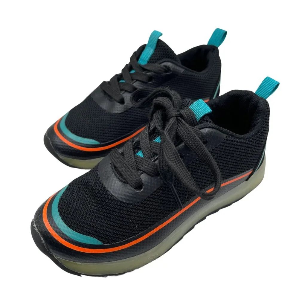 Kids Black and Teal Sneakers